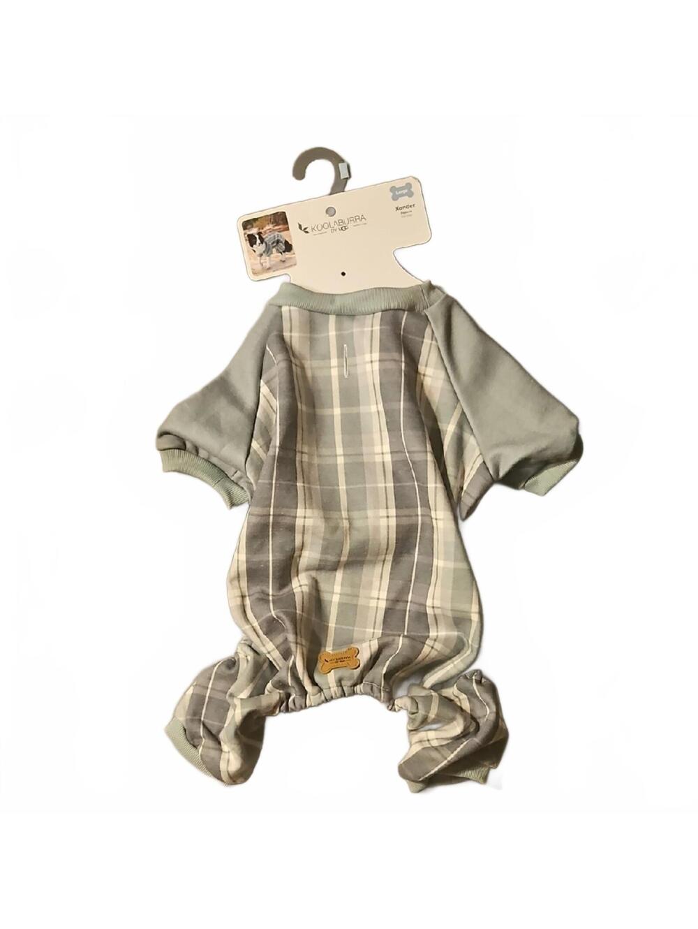 Koolaburra Plaid Dog Pajamas with Tan Bone Patch Large